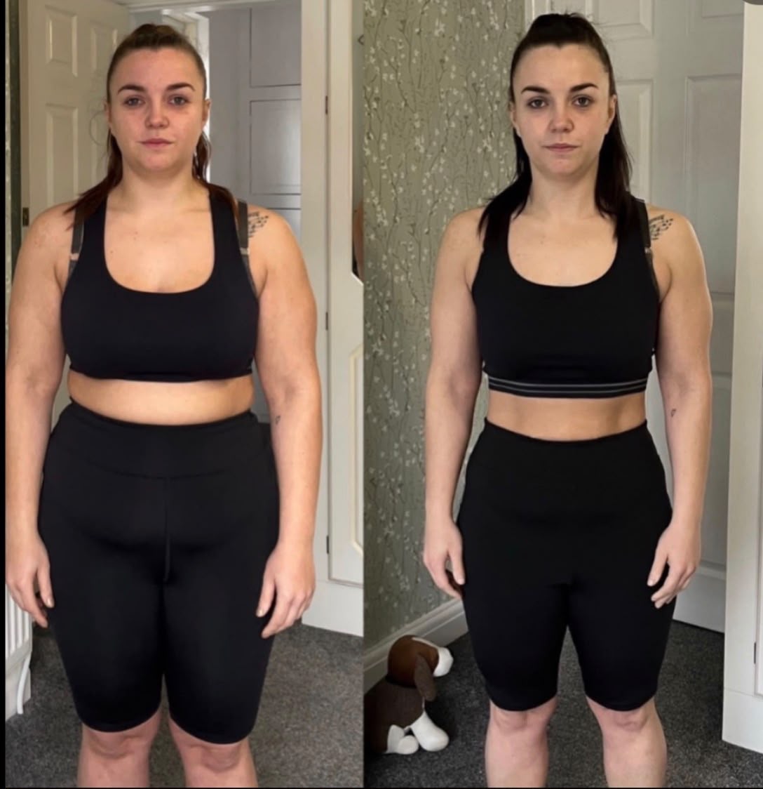 Member before and after transformation: 2 stone lost in 12 weeks